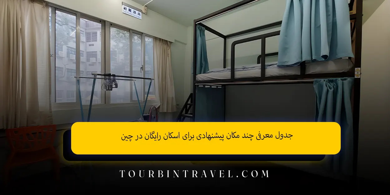 جدول معرفی چند مکان پیشنهادی برای اسکان رایگان در چین